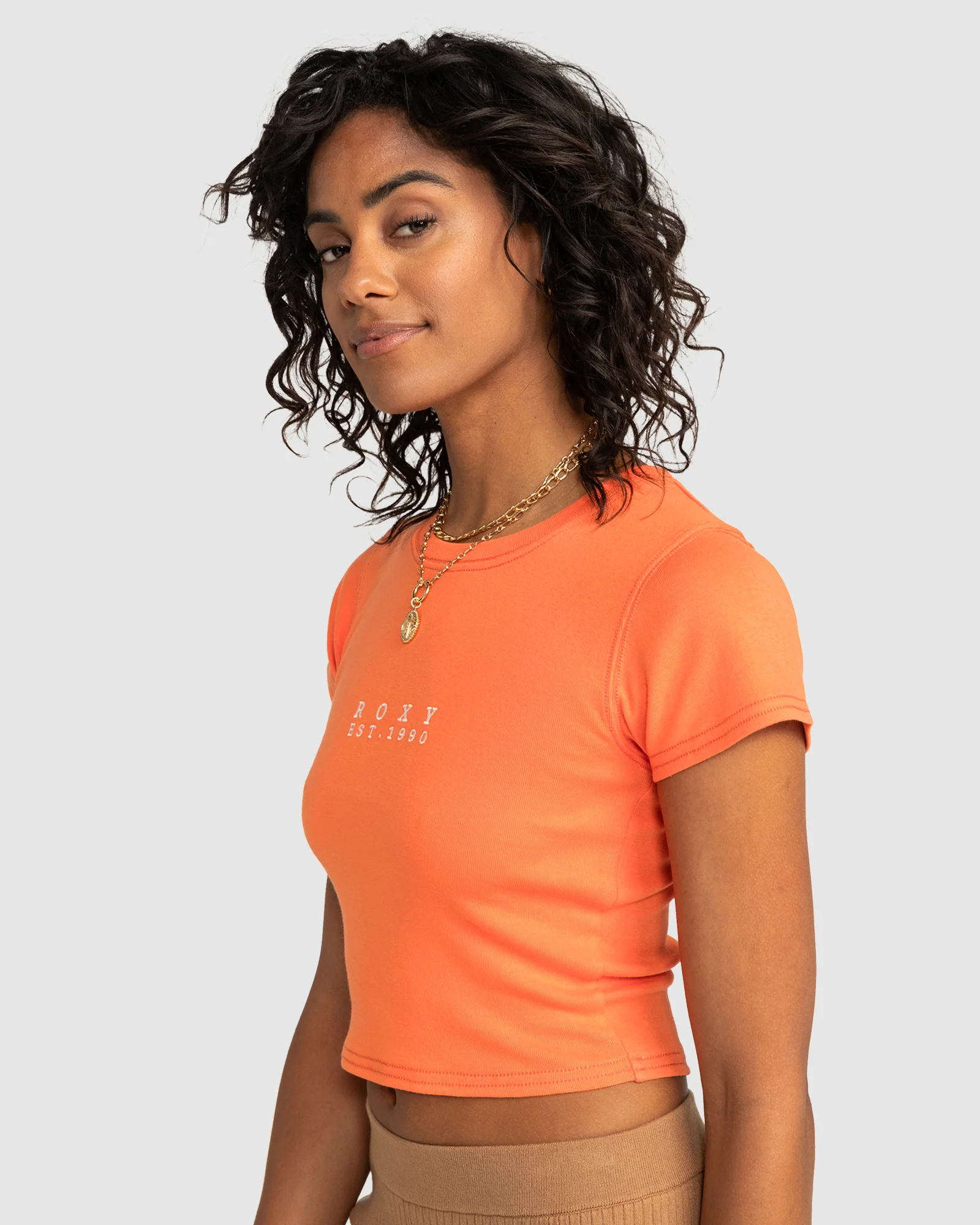 Womens Roxy All Day Short Sleeve Cropped T-Shirt - Image 2