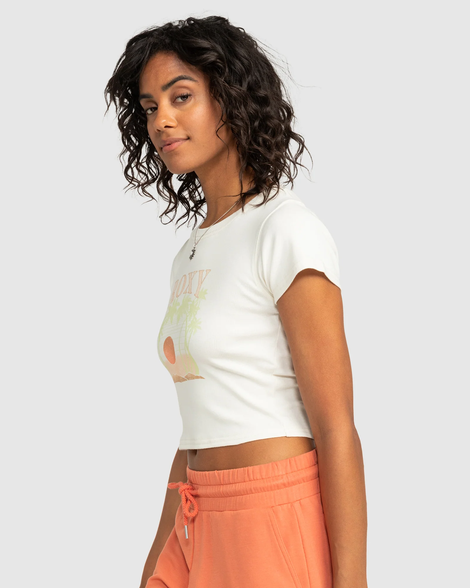 Womens Roxy All Day Short Sleeve Cropped T-Shirt - Image 2