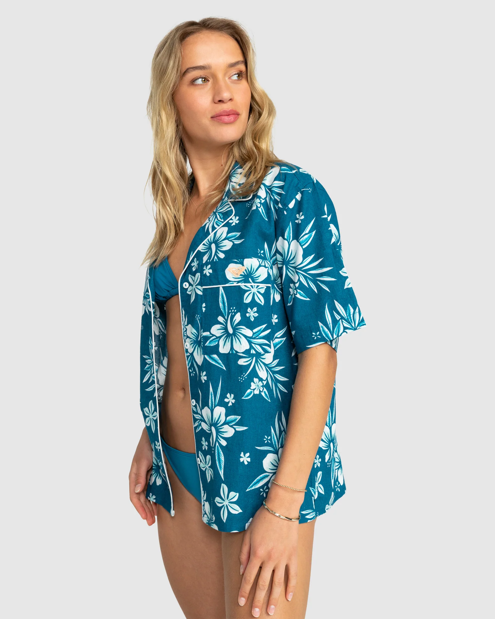 Womens Roxy Life Button Up Mai Tai Shirt - Image 2