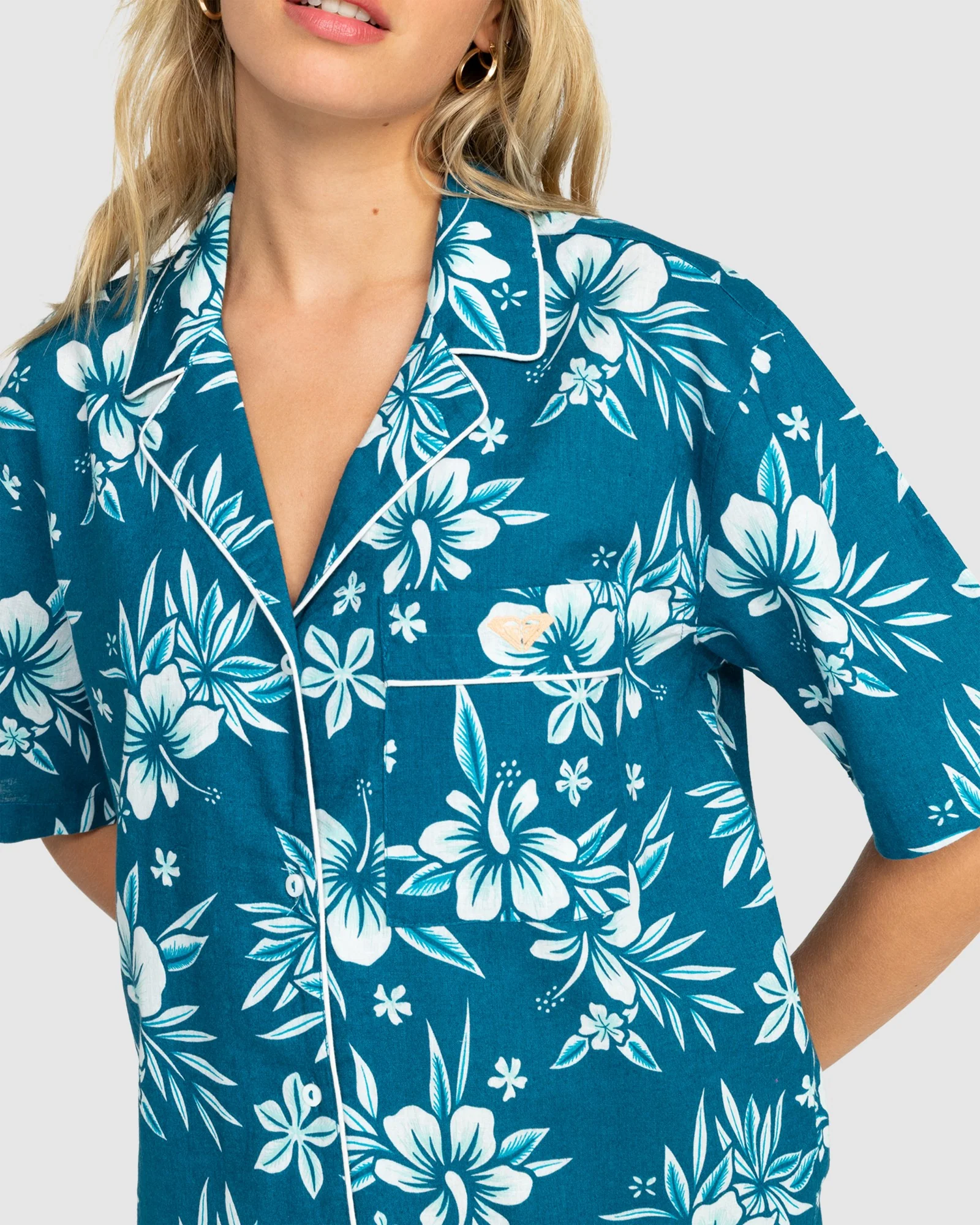 Womens Roxy Life Button Up Mai Tai Shirt - Image 4