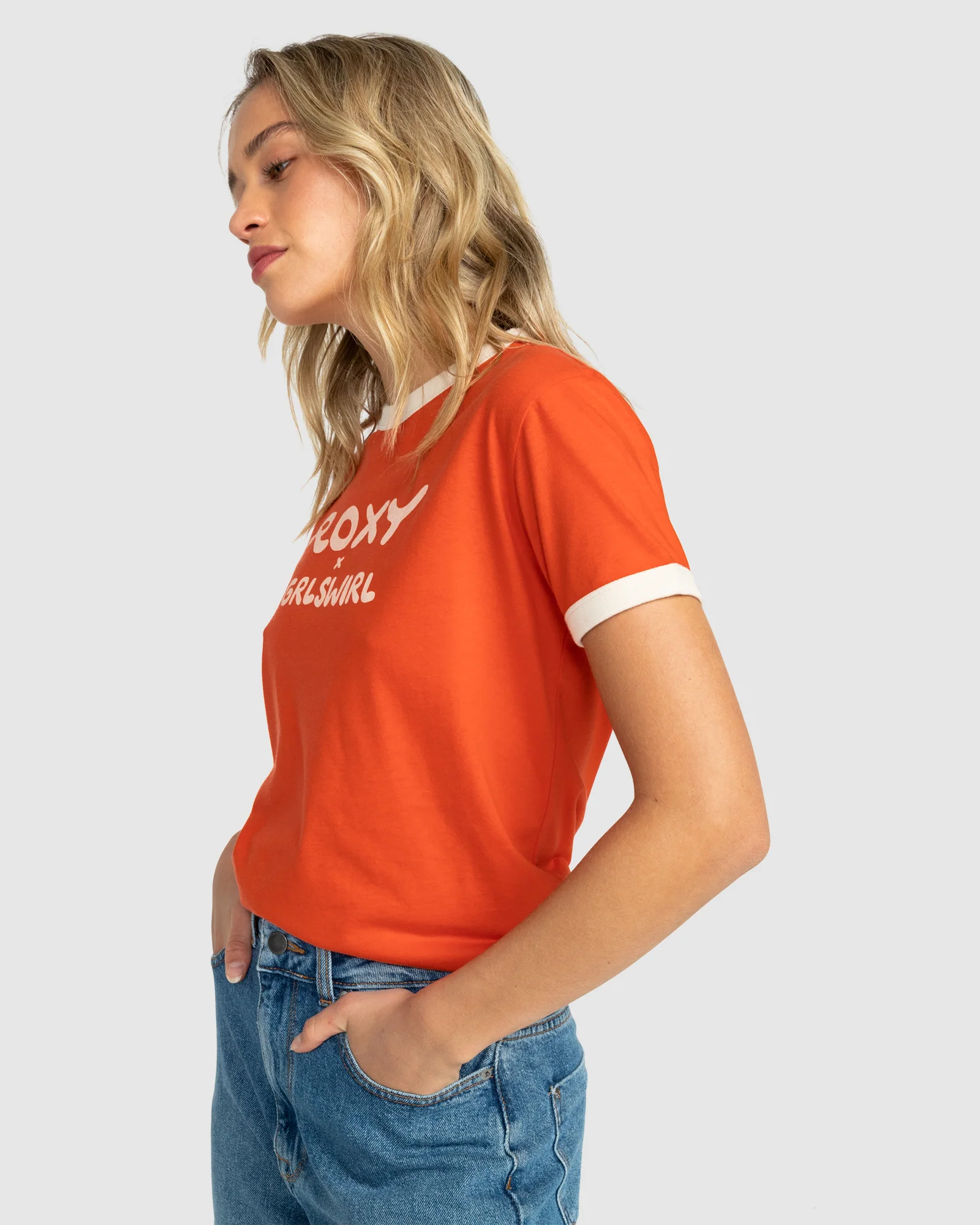 Womens Roxy X Grl Swirl Ringer Tee T-Shirt - Image 2