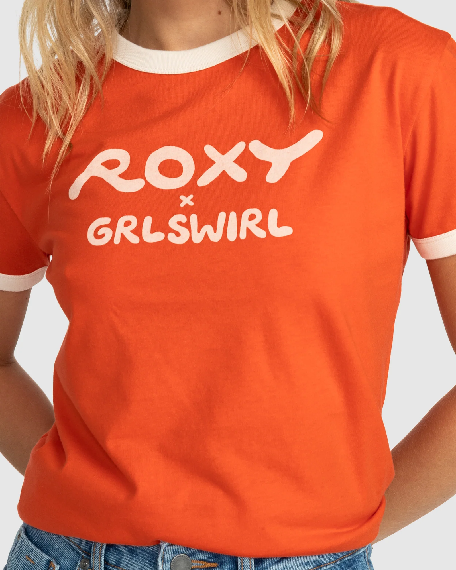 Womens Roxy X Grl Swirl Ringer Tee T-Shirt - Image 4