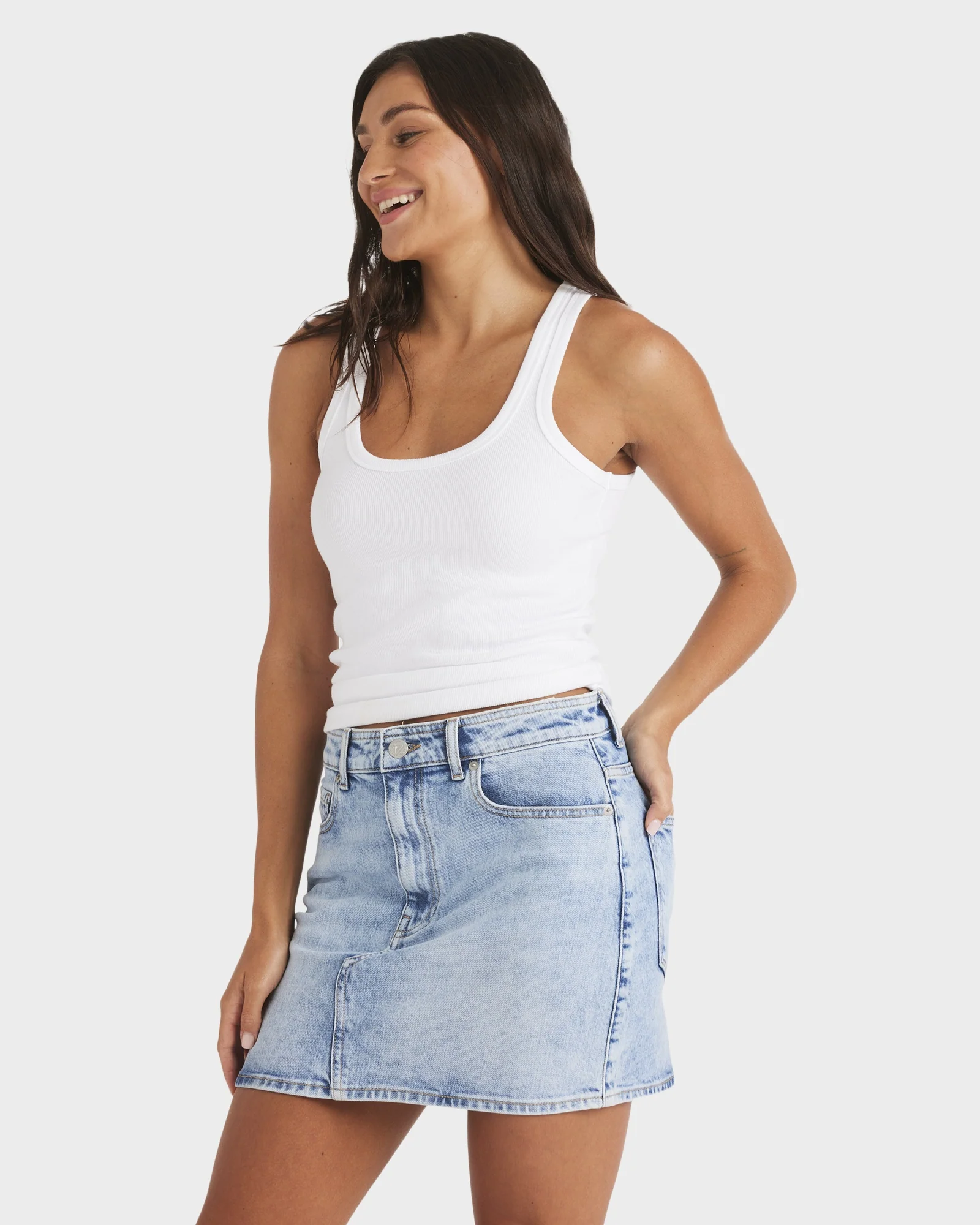 Womens Shine Denim Skirt - Image 2