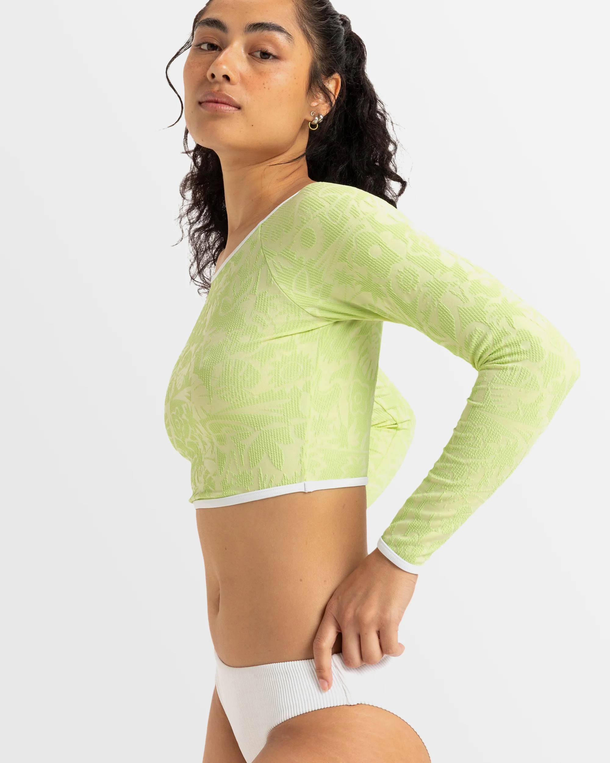 Womens Solaria Long Sleeve Crop Surf Top