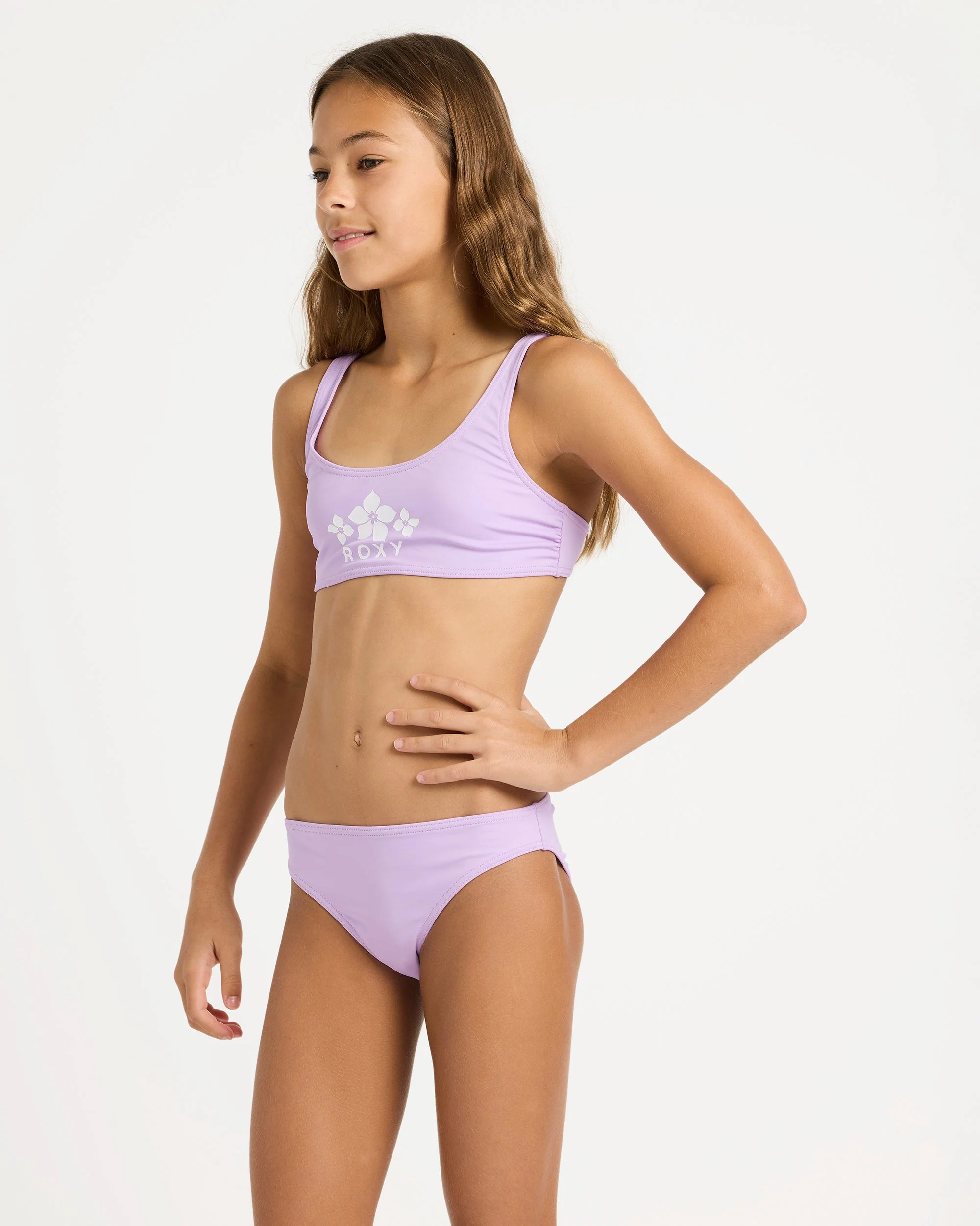 Girls 6-16 Solid Active Bralette Set Two Piece - Image 3