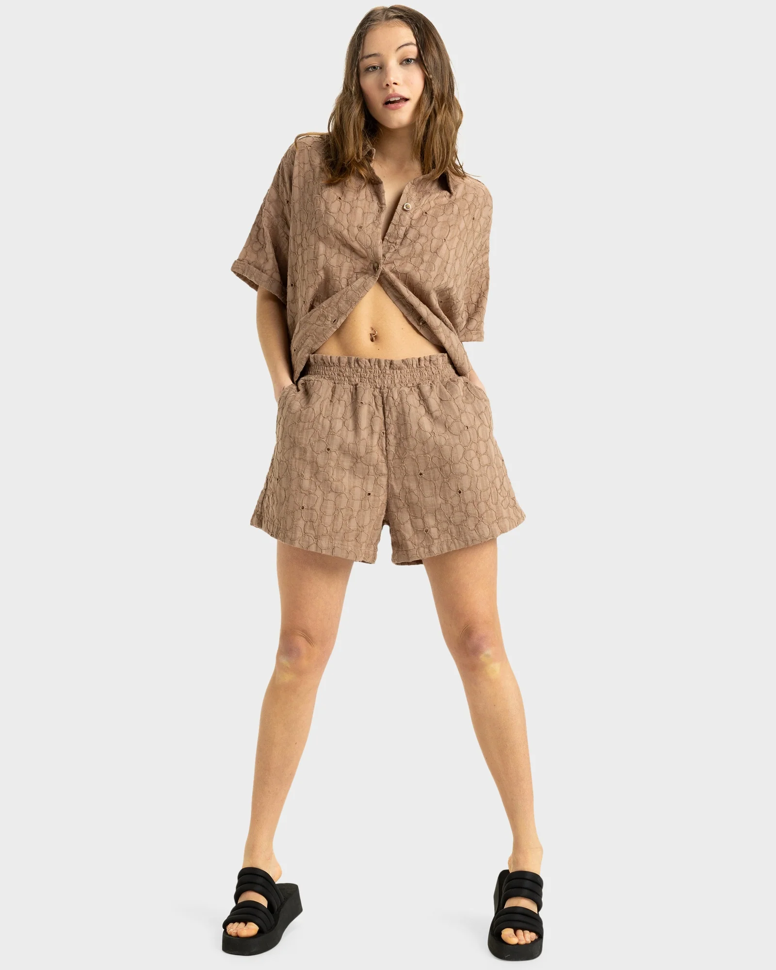 Womens Souvenirs Chaser Elastic Waist Shorts - Image 5