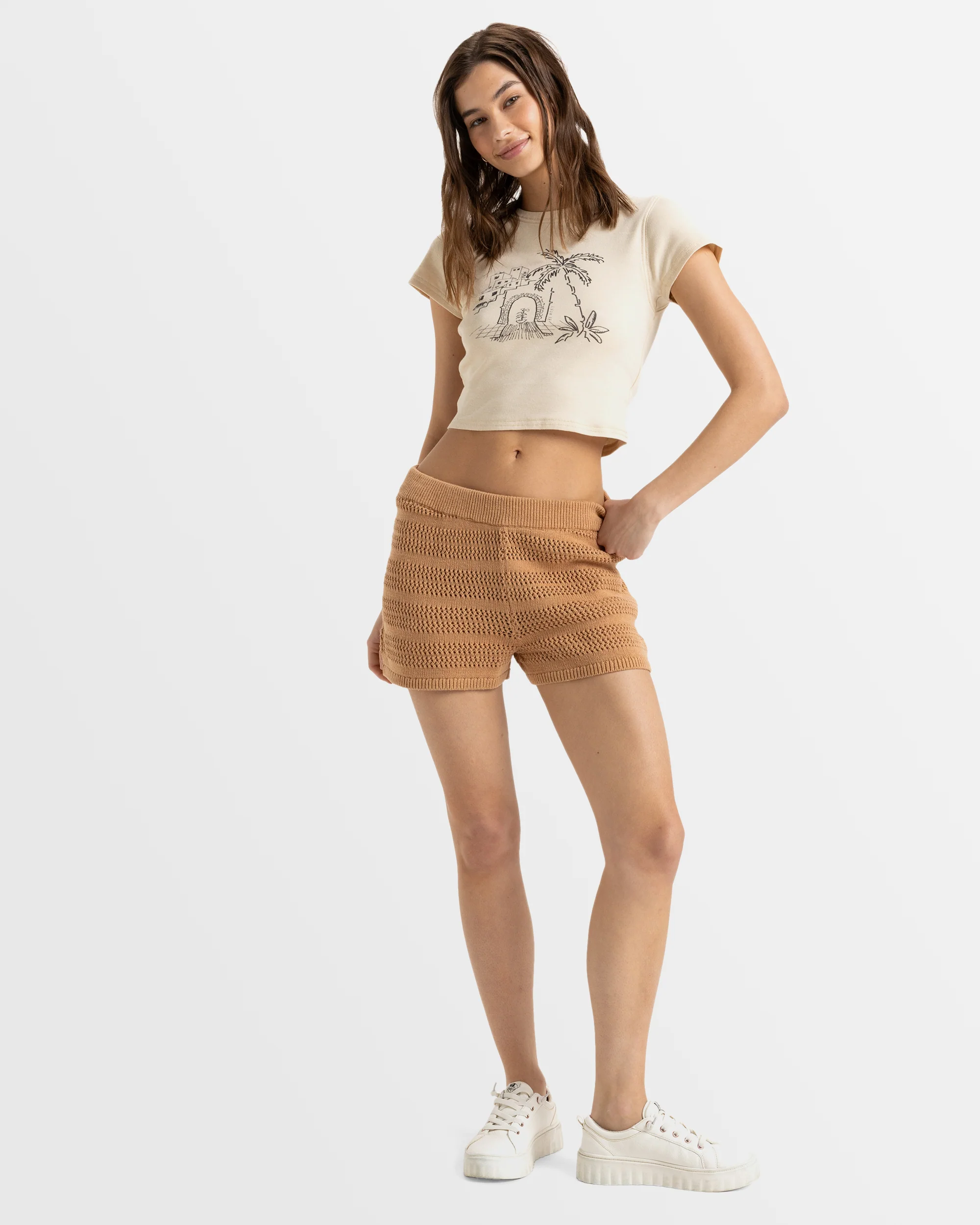 Womens Spicy Vibes Elastic Waist Shorts - Image 5