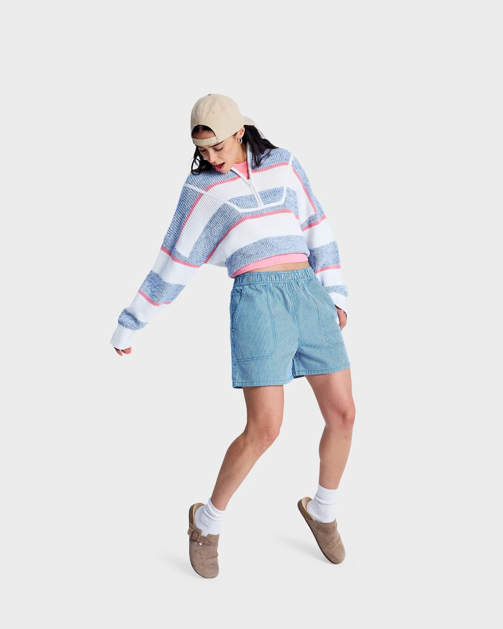Womens Stay Wavy Mid Denim Shorts - Image 5