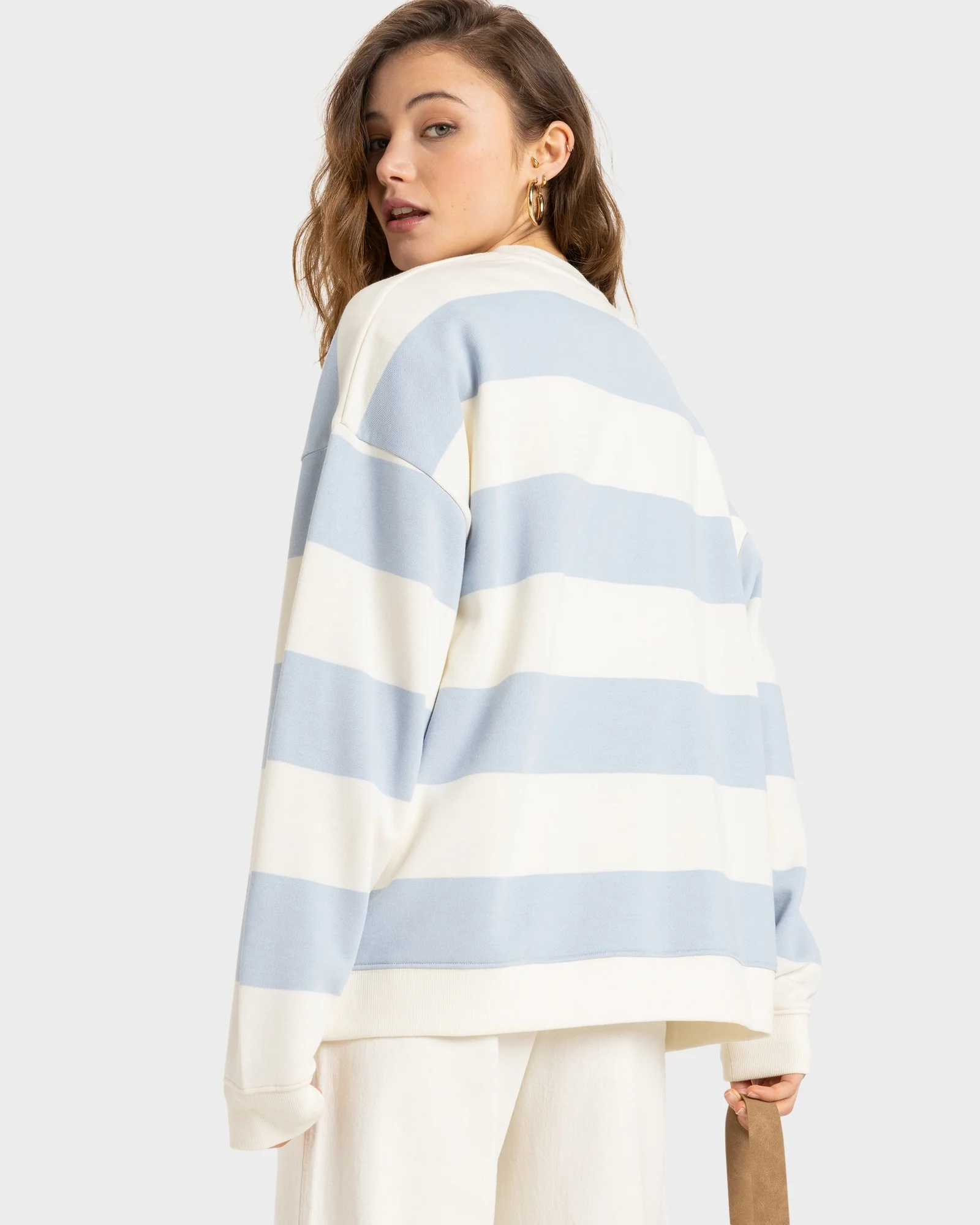 Womens Strictly Stripes Oversizedd Crew Neck - Image 3