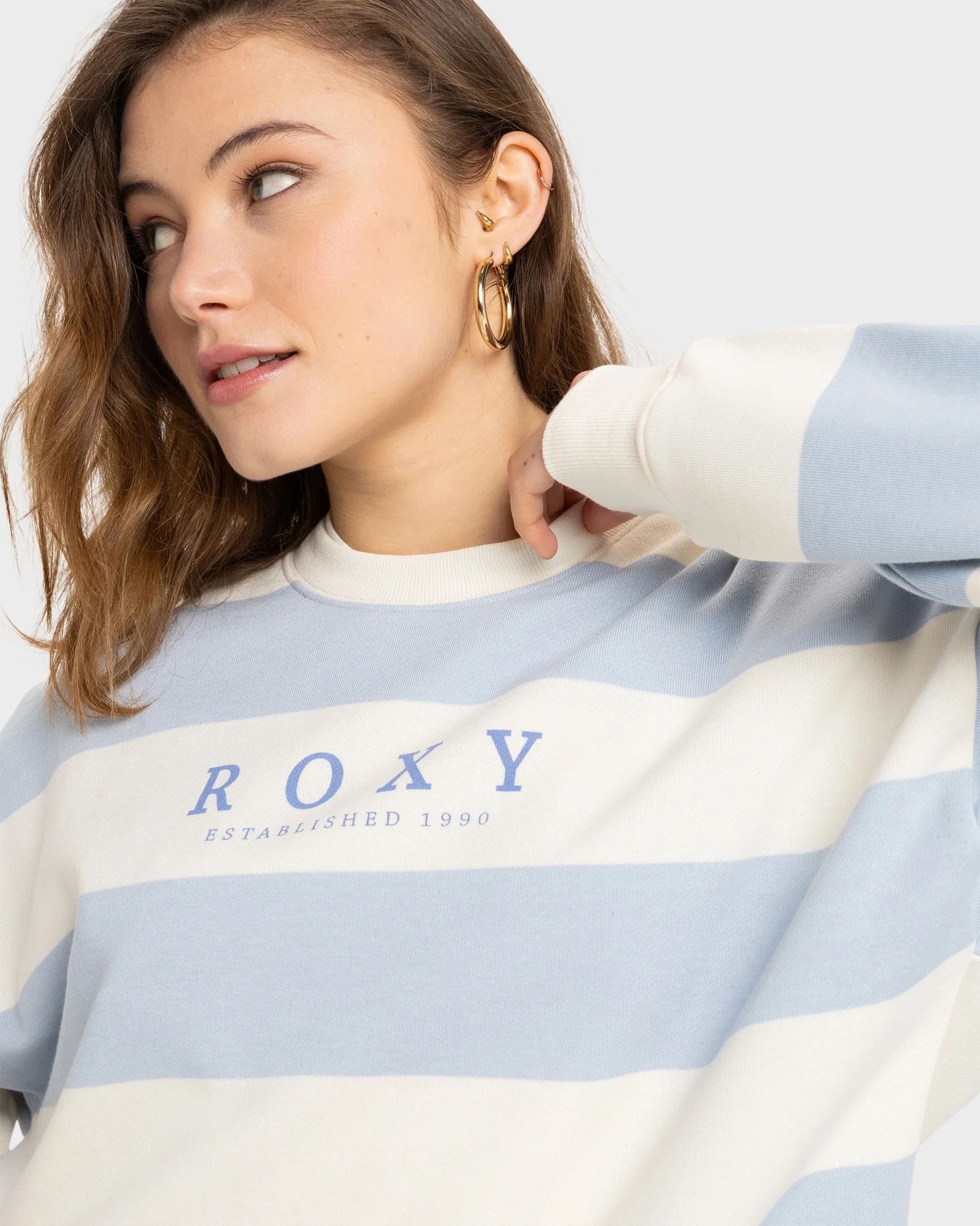 Womens Strictly Stripes Oversizedd Crew Neck - Image 4
