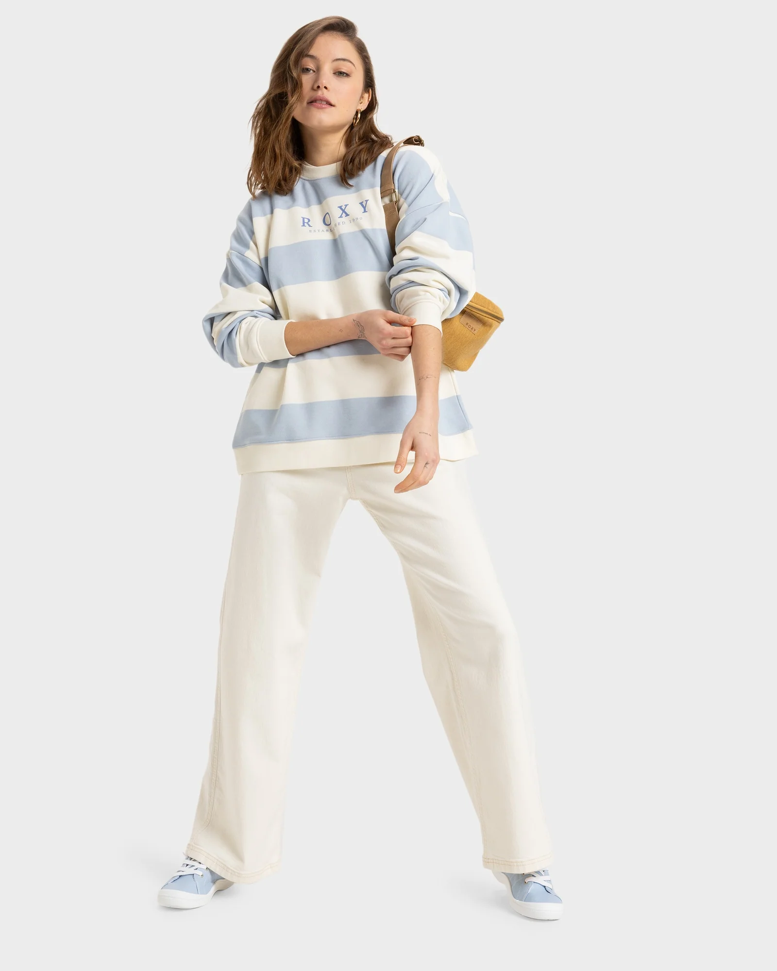 Womens Strictly Stripes Oversizedd Crew Neck - Image 5