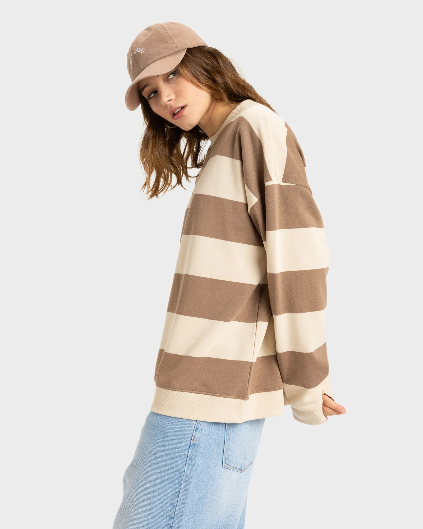 Womens Strictly Stripes Oversizedd Crew Neck - Image 2