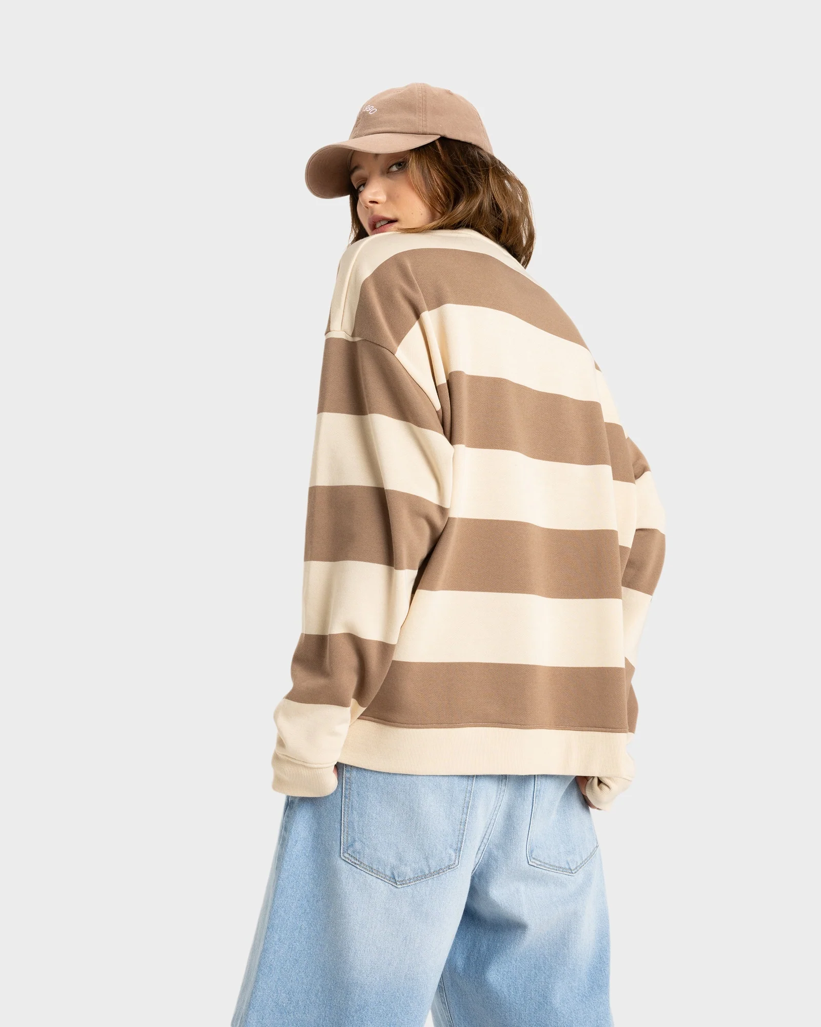 Womens Strictly Stripes Oversizedd Crew Neck - Image 3