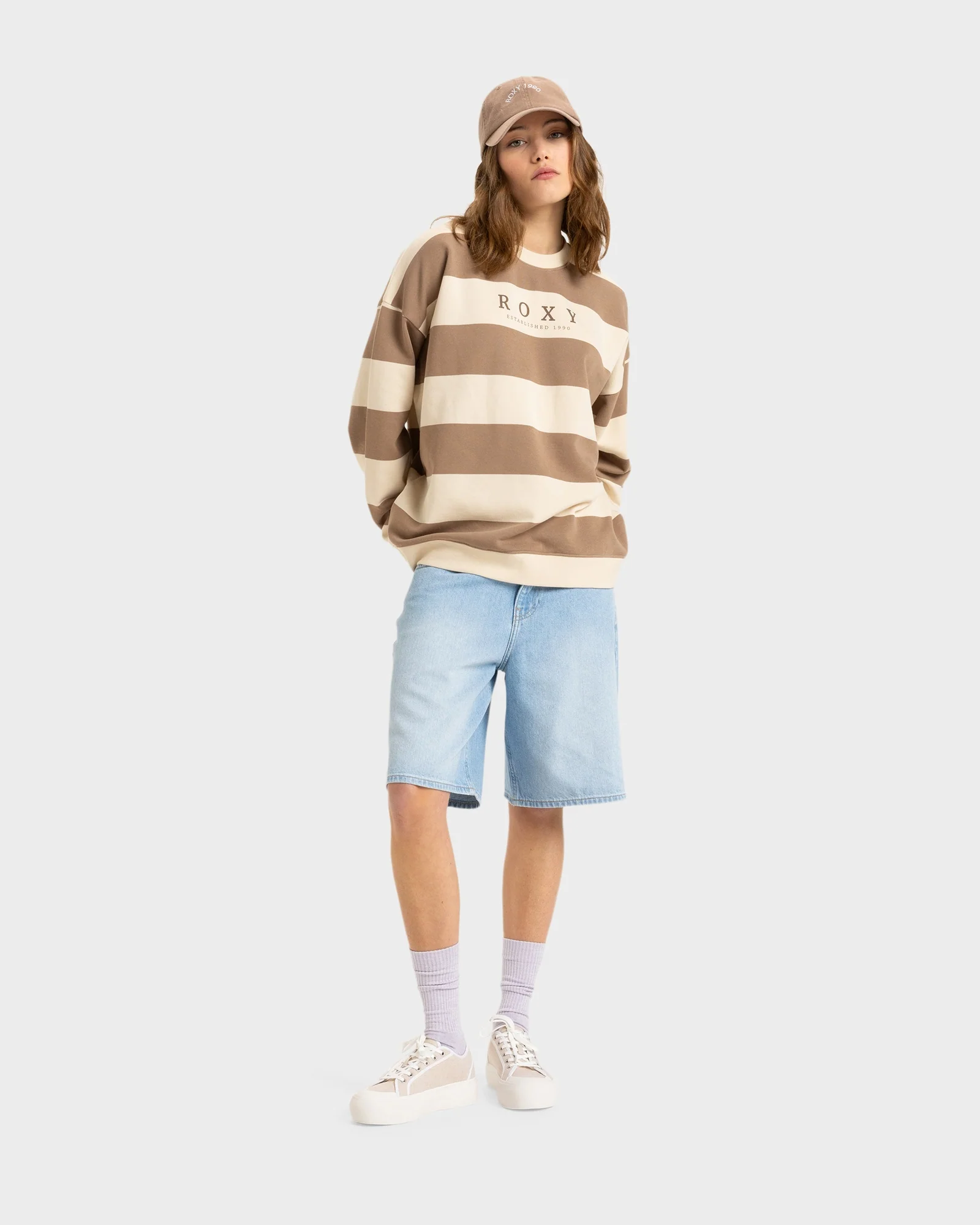 Womens Strictly Stripes Oversizedd Crew Neck - Image 5