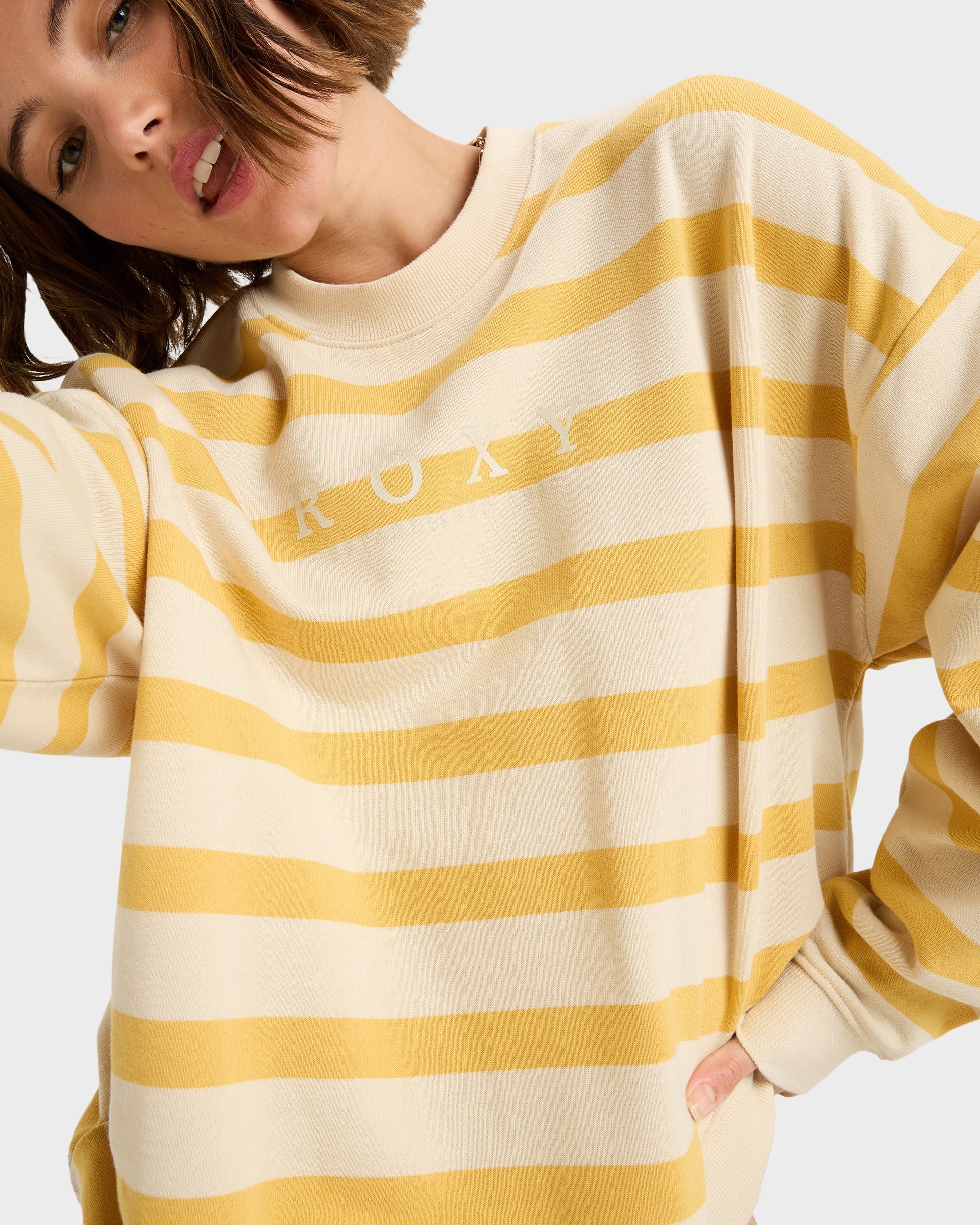 Womens Strictly Stripe Oversized Crew Neck - Image 4