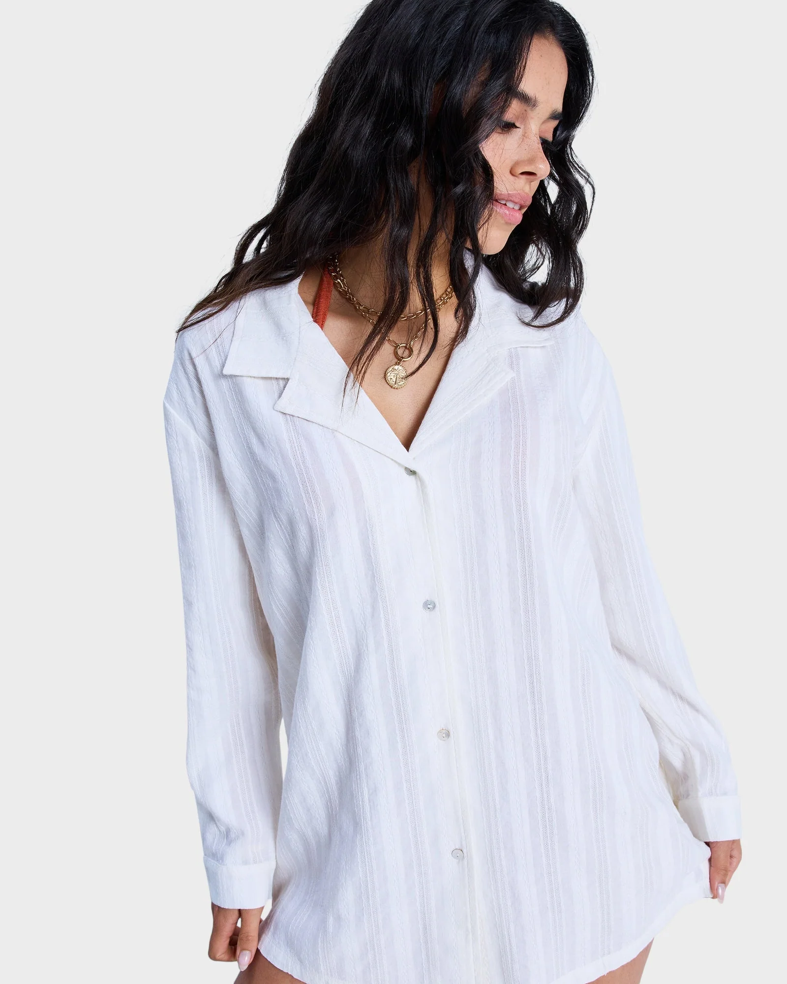 Womens Sunset Back Cover Up Shirt - Image 4