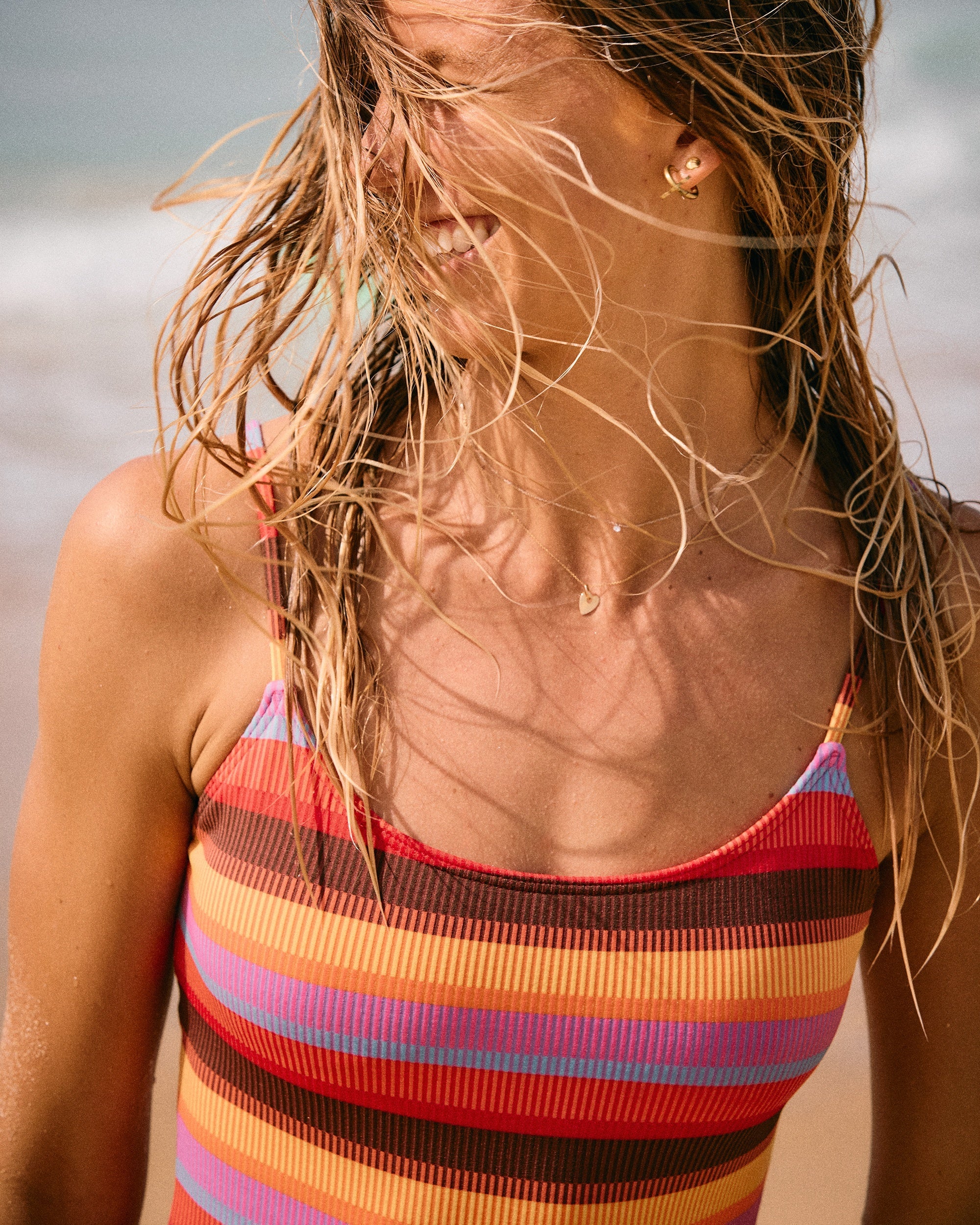 Womens Sunset Stripe One Piece Swimsuit - Image 7