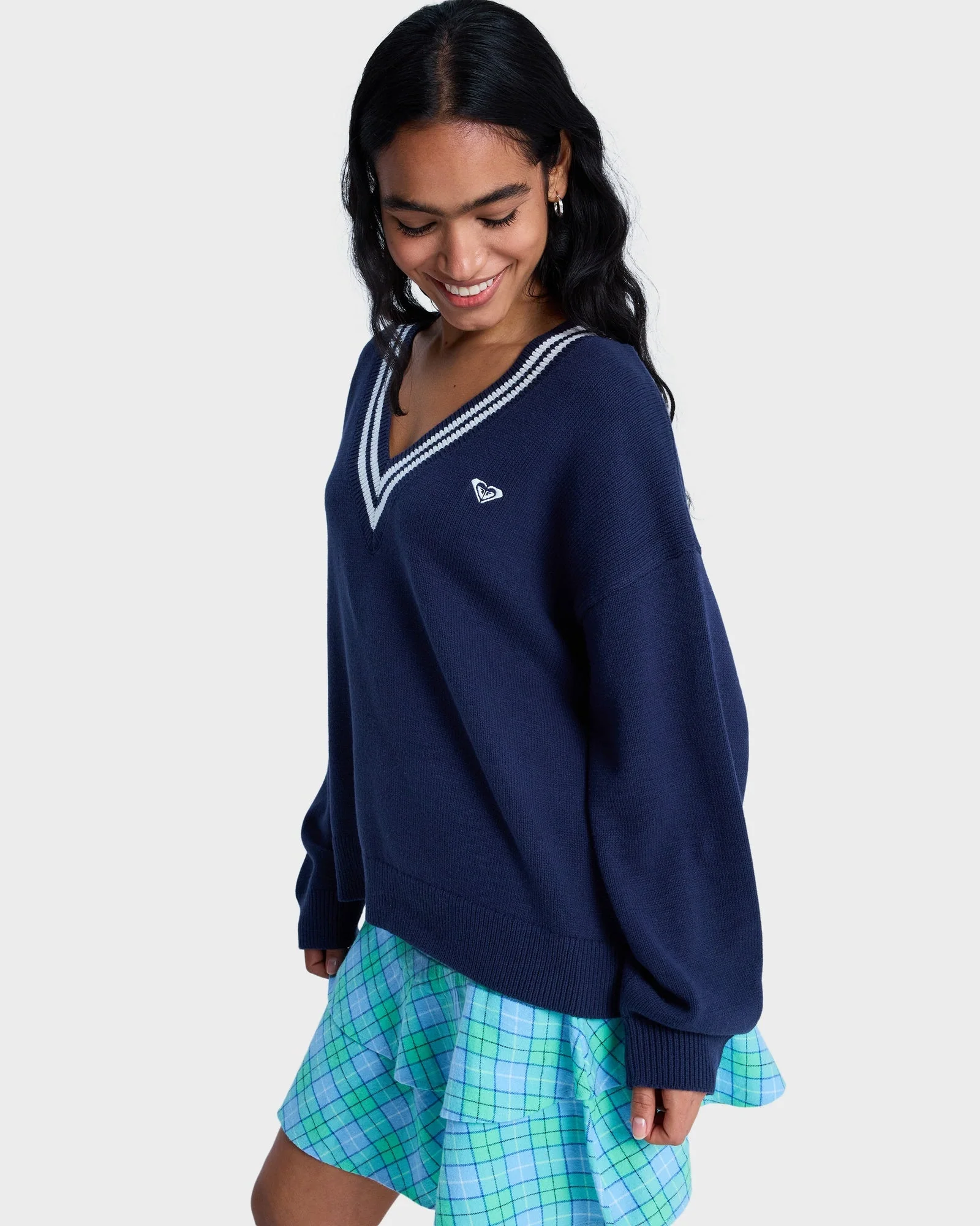 Womens Surf School V Neck Jumper - Image 5