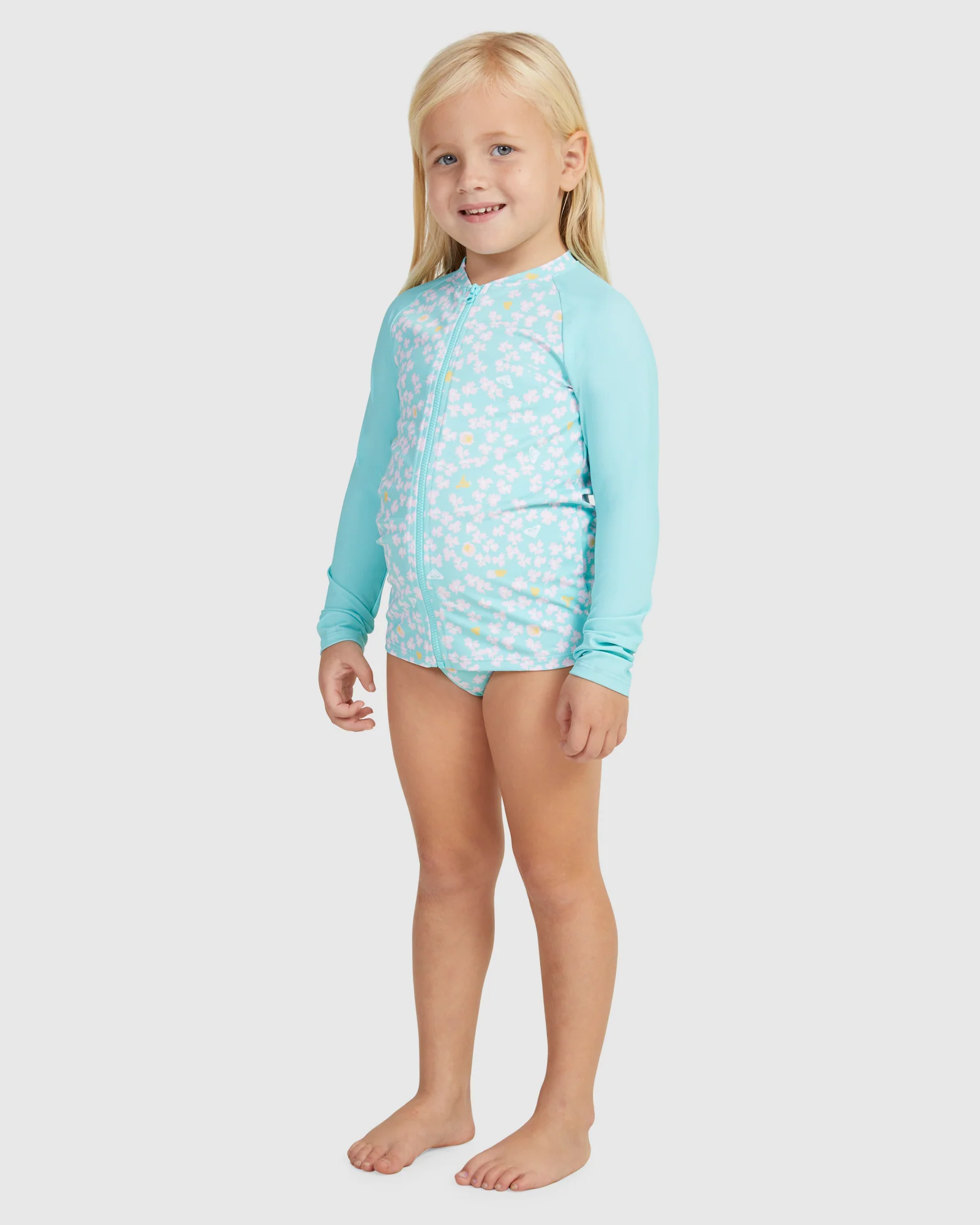 Girls Teenie Ditsy Ls Lycra Zip Set Rashguard - Image 2