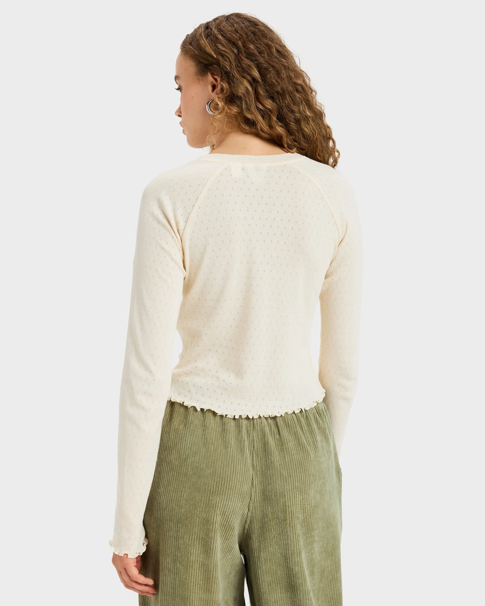 Womens Time Off Pointelle Long Sleeve T-Shirt - Image 4
