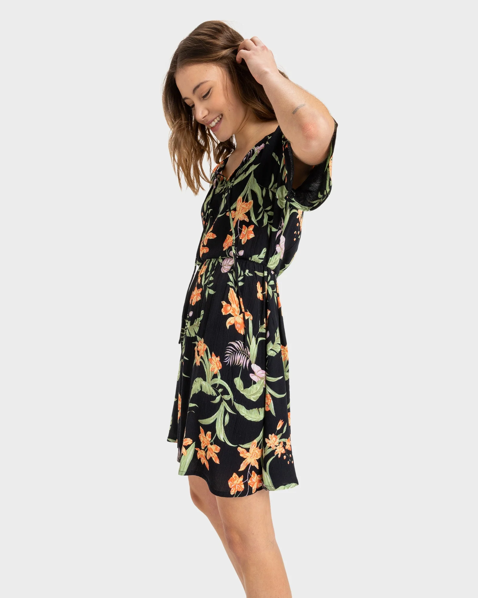 Womens Tropical Tides Crinkle Mini Dress - Image 2