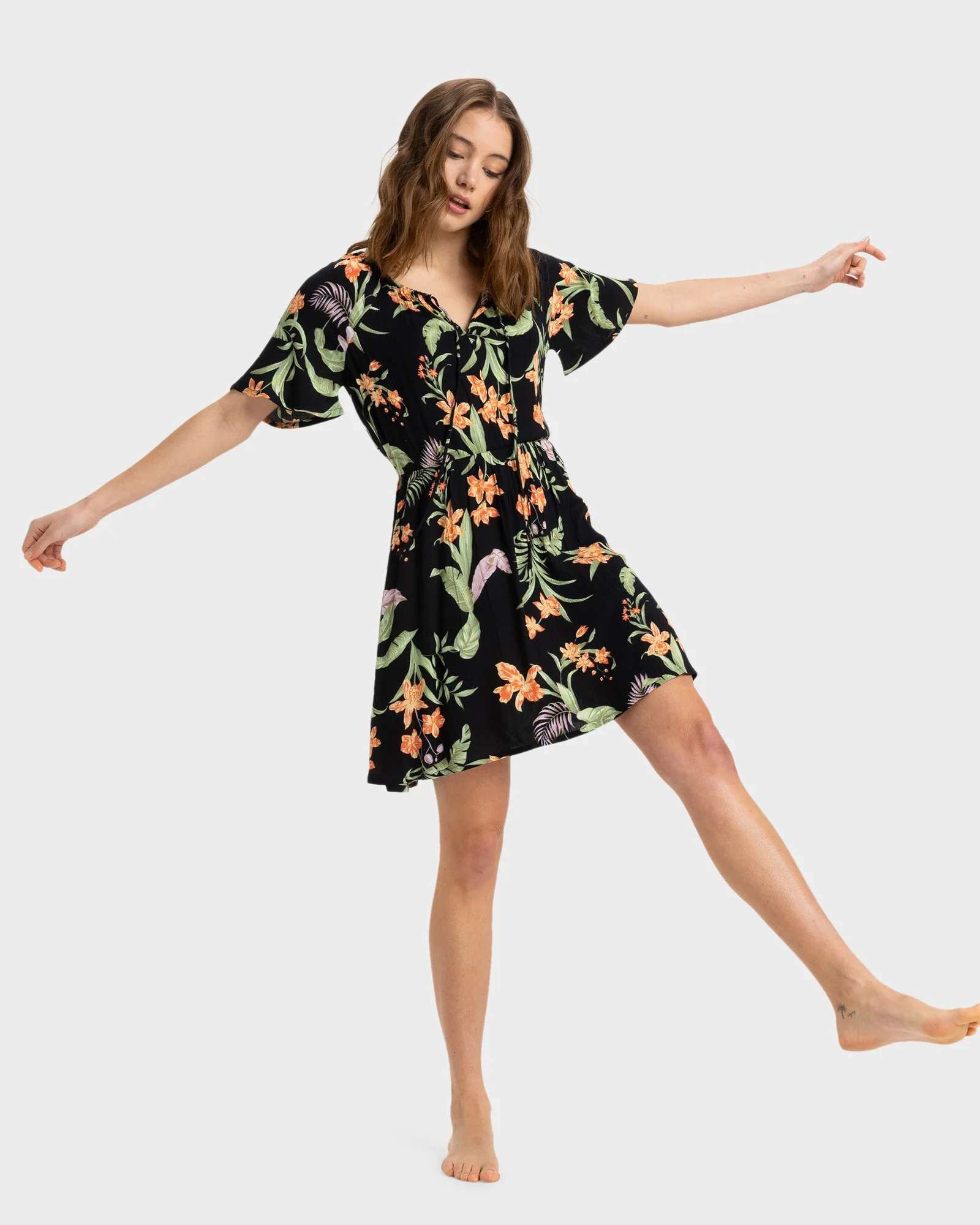 Womens Tropical Tides Crinkle Mini Dress - Image 5