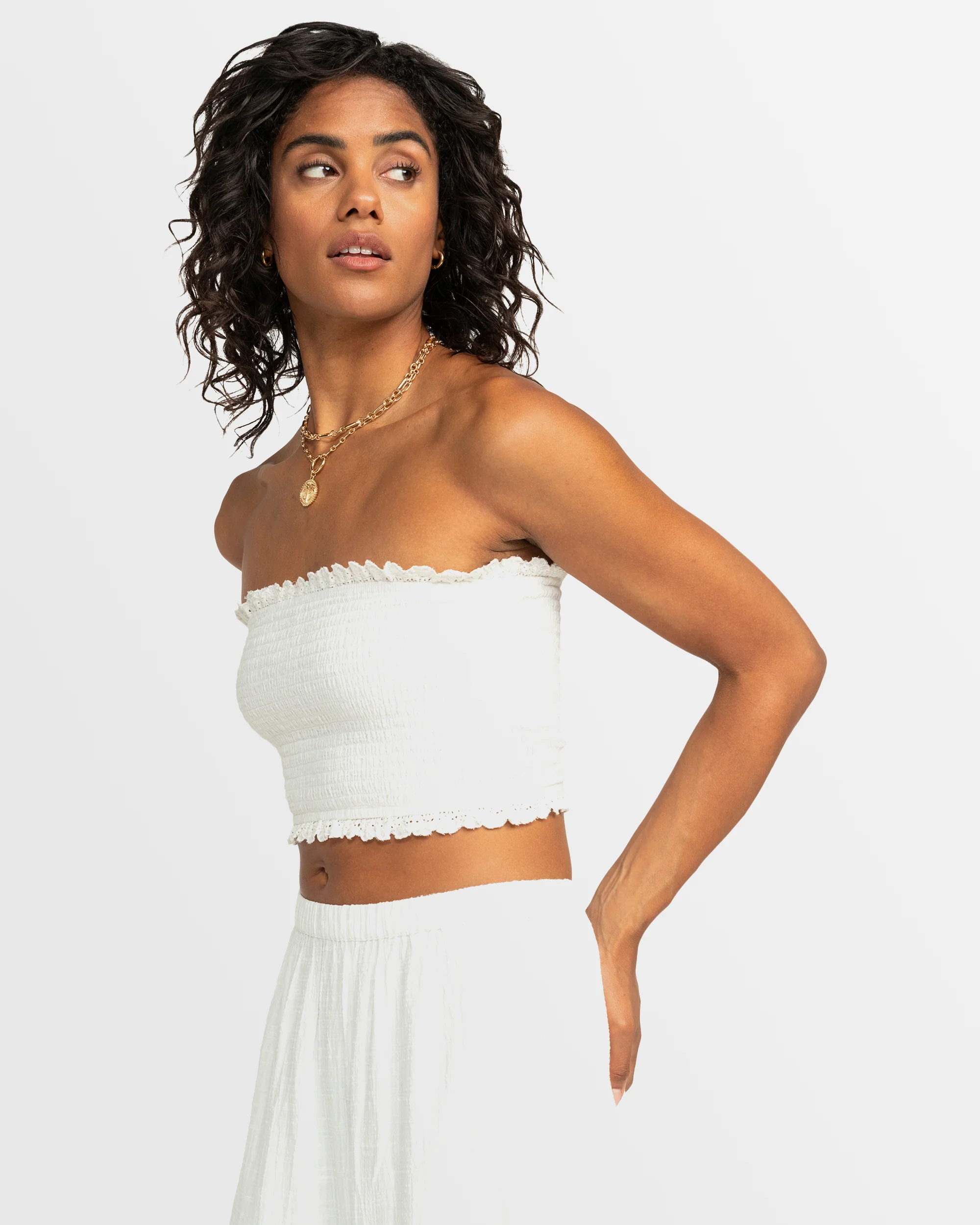 Womens Warm Waters Eyelet Smocked Tube Top - Image 2