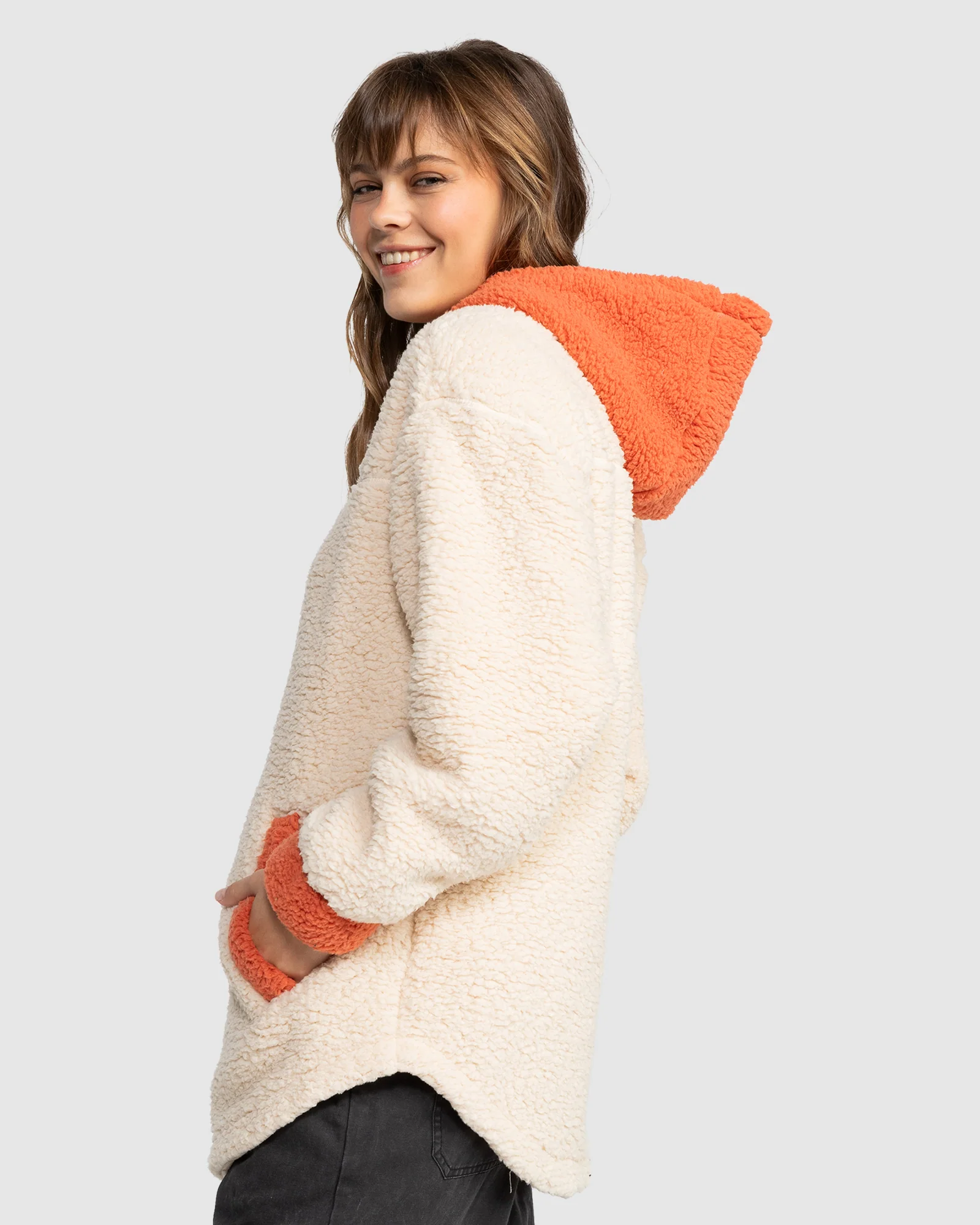 Womens Weekend Plans Blocked Sherpa Zip Up Jacket - Image 2