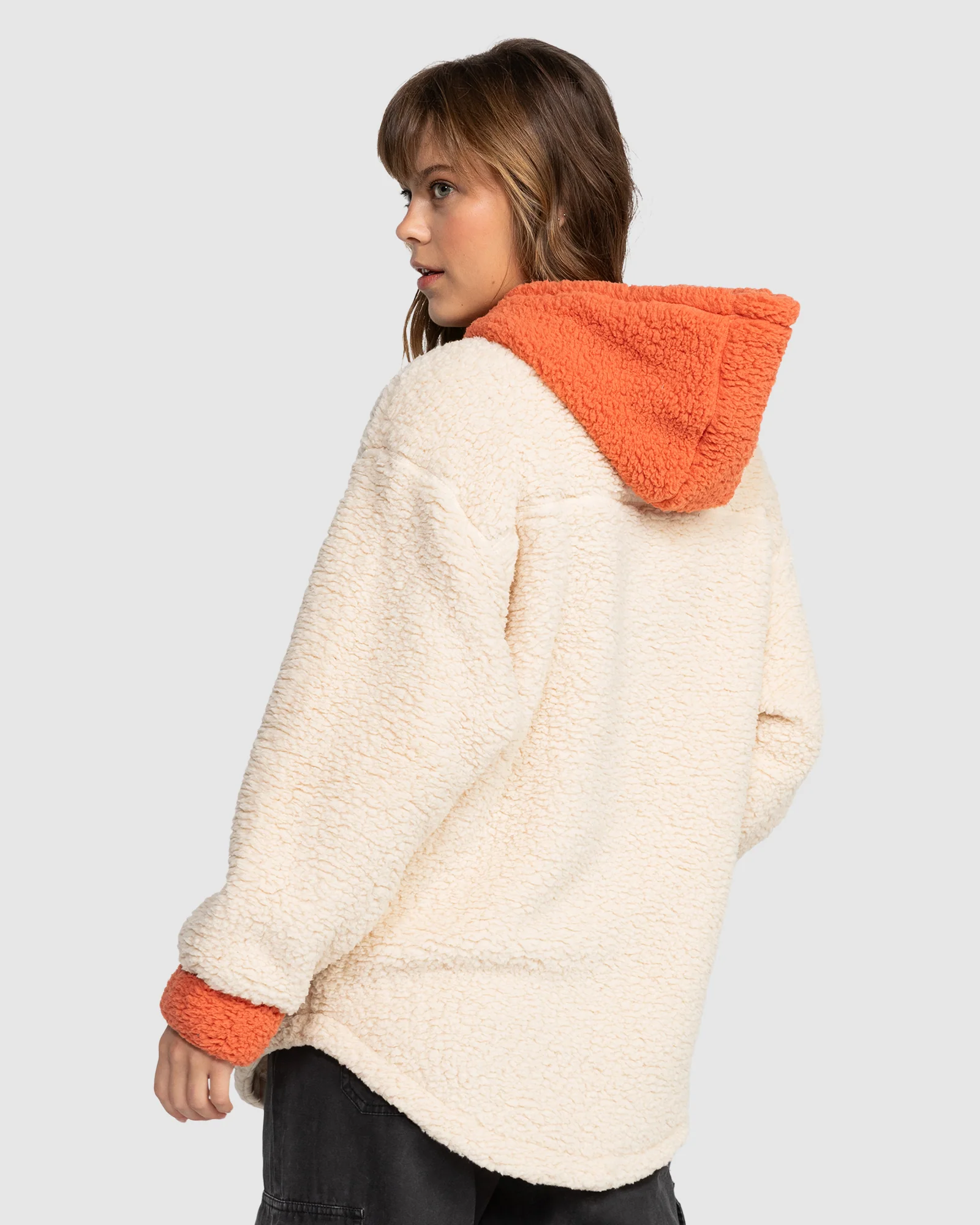 Womens Weekend Plans Blocked Sherpa Zip Up Jacket - Image 3