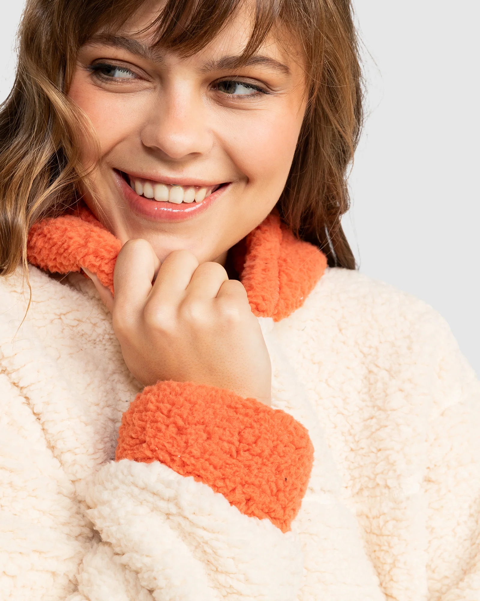 Womens Weekend Plans Blocked Sherpa Zip Up Jacket - Image 4