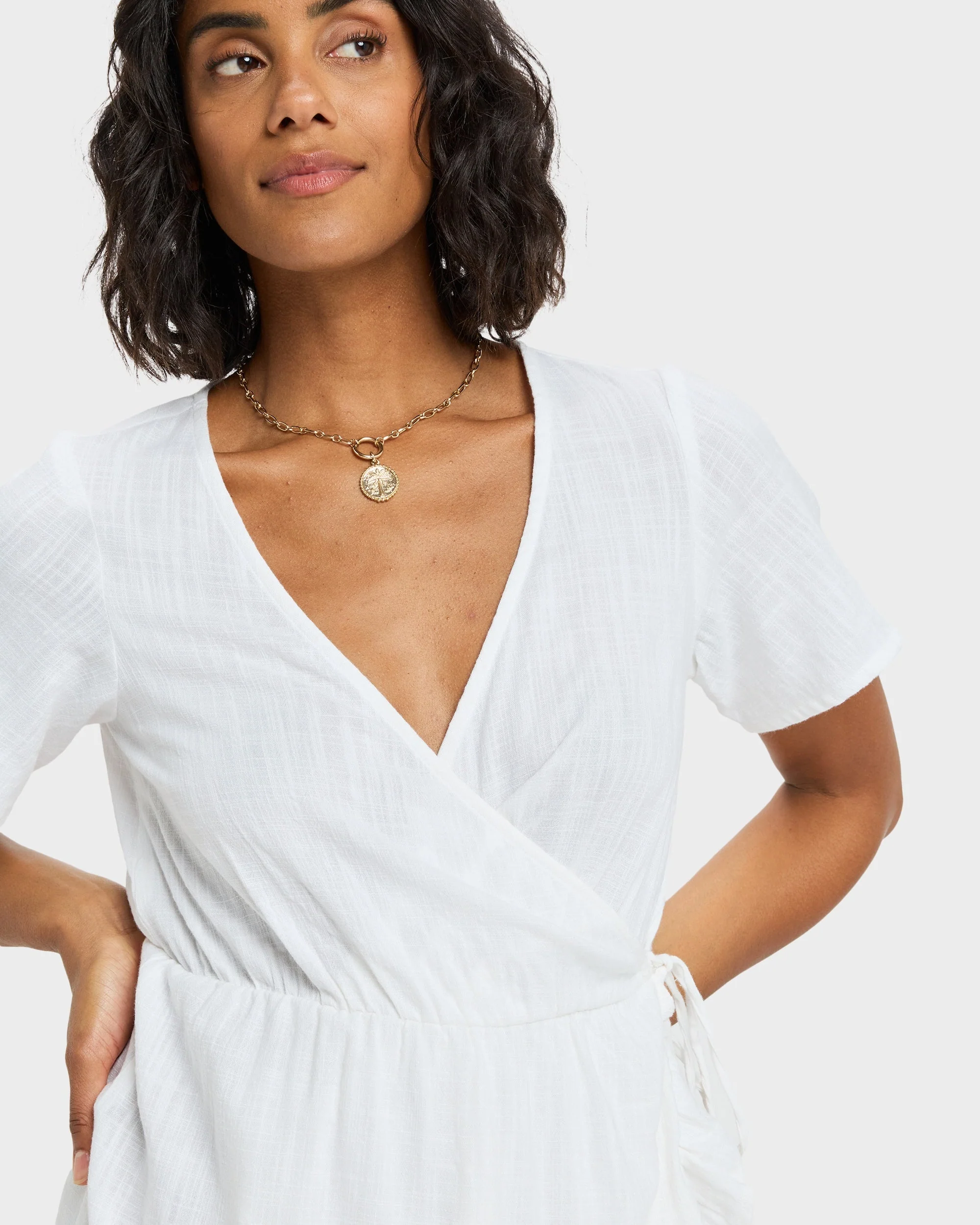 Womens Zenit Wrap Solid Mini Dress - Image 4